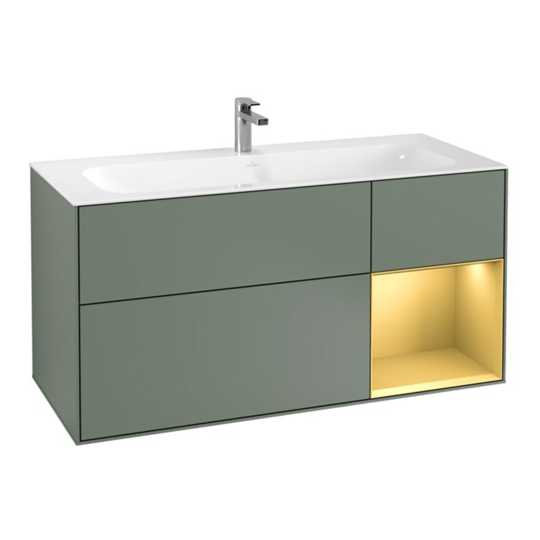 V&B Meuble sous lavabo Finion 119,6x59,1 cm, tiroir droit, olivier mat laqué