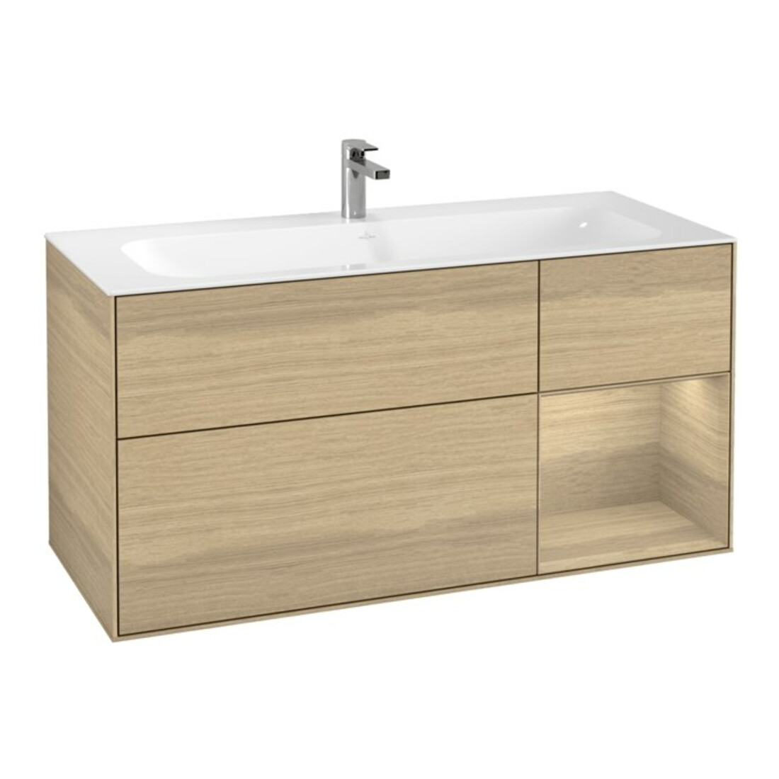 V&B Meuble sous lavabo Finion 119,6x59,1 cm, tiroir droit, placage chêne
