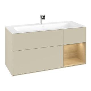 V&B Meuble sous lavabo Finion 119,6x59,1 cm, tiroir droite, gris mat laqué