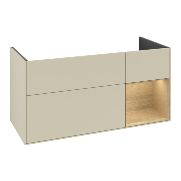 V&B Meuble sous lavabo Finion 119,6x59,1 cm, tiroir droite, gris mat laqué