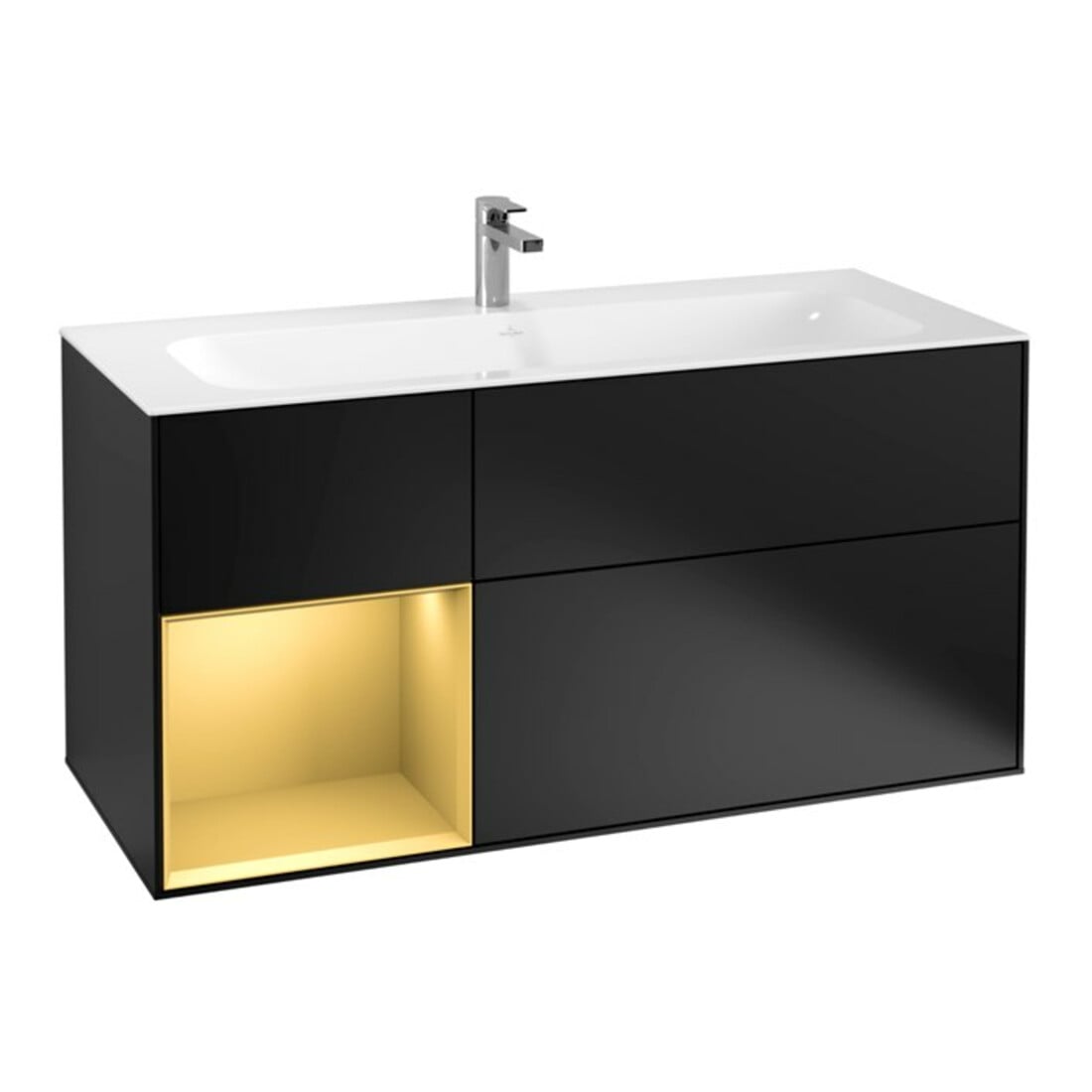 V&B Meuble sous lavabo Finion 119,6x59,1 cm, tiroir gauche, bleu mat Lac