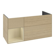 V&B Meuble sous lavabo Finion 119,6x59,1 cm, tiroir gauche, gris moyen lacqué, chêne ven