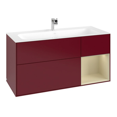 V&B Meuble sous lavabo Finion 119,6x59,1 cm, tiroirs droite gauche, laqué, Peo m