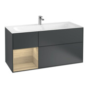 V&B Meuble sous lavabo Finion 119,6x59,1cm, côté gauche, chêne, avec façade laquée bleue
