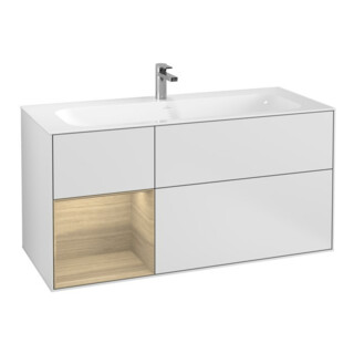 V&B Meuble sous-lavabo Finion 119,6x59,1cm, étagère gauche, blanc mat Lac