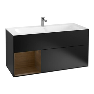 V&B Meuble sous lavabo Finion 119,6x59,1cm, étagère gauche, bleu mat Lac