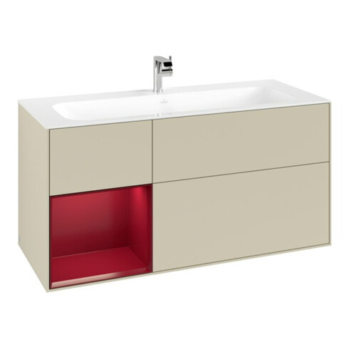 V&B Meuble sous lavabo Finion 119,6x59,1cm, étagère gauche Peo, gris mat Lac