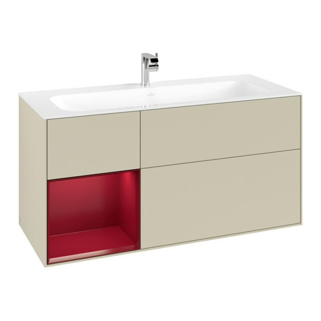 V&B Meuble sous lavabo Finion 119,6x59,1cm, étagère gauche Peo, gris mat Lac