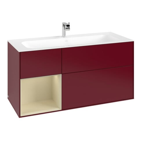 V&B Meuble sous lavabo Finion 119,6x59,1cm, étagère gauche, taille M, laqué, Peo M