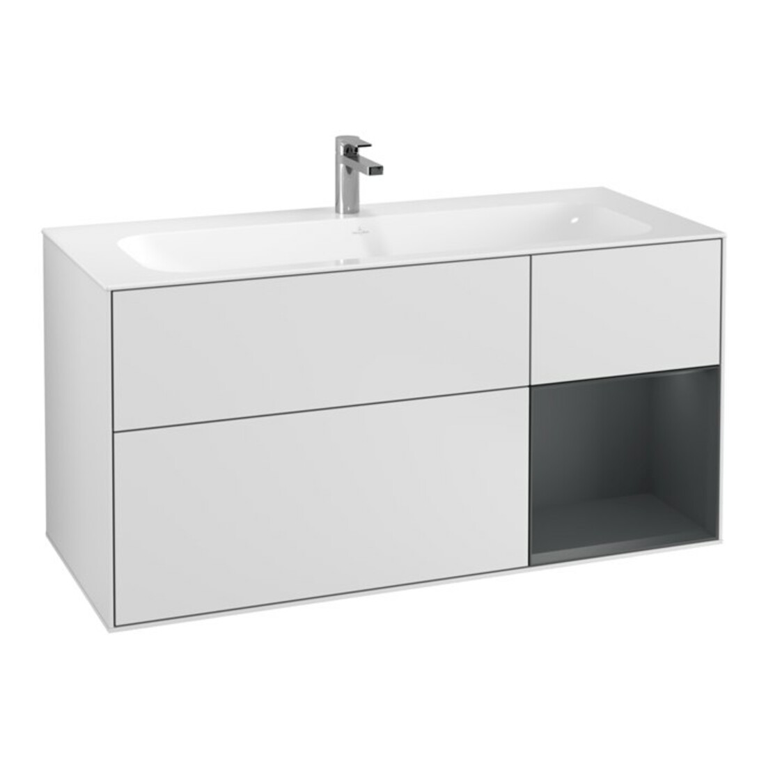 V&B Meuble sous lavabo Finion 119,6x59,1cm, laqué blanc, éclairage mural