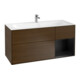 V&B Meuble sous lavabo Finion 119,6x59,1cm, tiroir droite, bleu mat, noyer veneer-1
