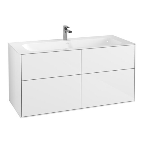 V&B Meuble sous lavabo Finion 119,6x59,1x49,8cm, laqué blanc brillant