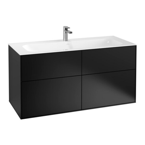 V&B Meuble sous lavabo Finion 119,6x59,1x49,8cm, laque mate noire