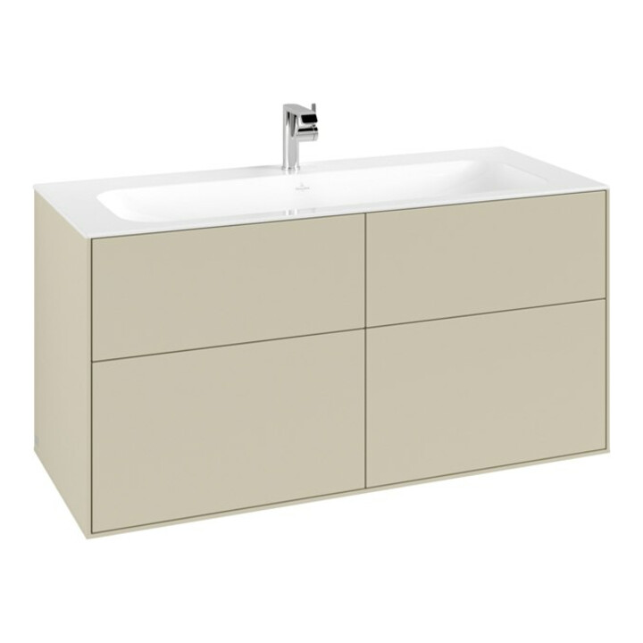 V&B Meuble sous lavabo Finion 119,6x59,1x49,8cm, tiroir gauche, gris moyen, laqué