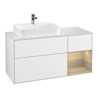 V&B Meuble sous lavabo Finion 120 cm, blanc brillant, droite, laqué