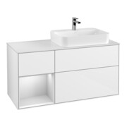 V&B Meuble sous lavabo Finion 120 cm, blanc brillant, laqué blanc