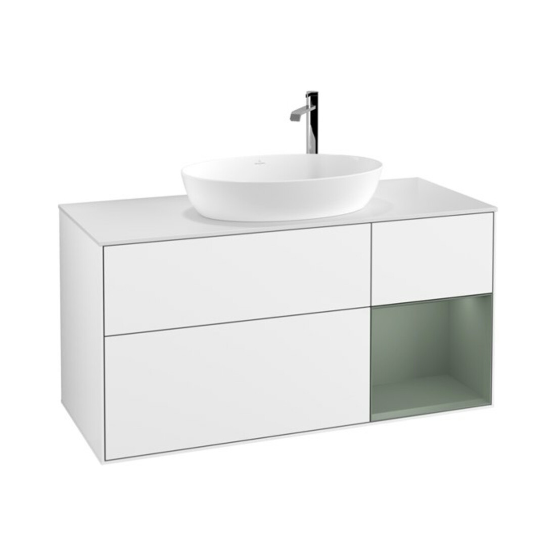 V&B Meuble sous lavabo Finion 120 cm, blanc brillant, laqué blanc