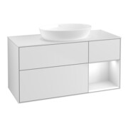V&B Meuble sous lavabo Finion 120 cm, blanc brillant laqué, blanc mat laqué