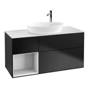 V&B Meuble sous lavabo Finion 120 cm, blanc brillant laqué, bleu mat laqué