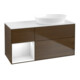 V&B Meuble sous lavabo Finion 120 cm, blanc brillant, laqué, noyer veneer