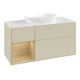 V&B Meuble sous lavabo Finion 120 cm, blanc brillant, rangement ouvert, gris métal laqué-4