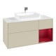 V&B Meuble sous lavabo Finion 120 cm, blanc brillant, tiroir droit Peo, gris mat laqué-4