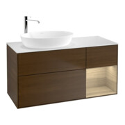V&B Meuble sous lavabo Finion 120 cm, blanc, éclairage mural, régulateur Oa ven, wal ven-1