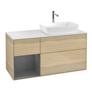 V&B Meuble sous lavabo Finion 120 cm, blanc mat, anthracite brillant, avec ouverture ven-1
