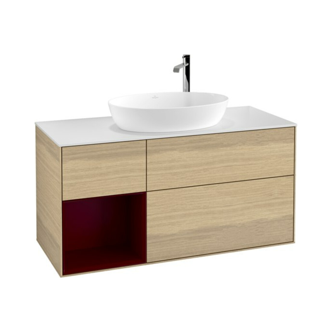 V&B Meuble sous lavabo Finion 120 cm, blanc mat, avec tiroir, laqué, poignée ven