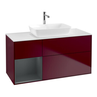V&B Meuble sous lavabo Finion 120 cm, blanc mat, avec tiroir médian laqué, poignée métal