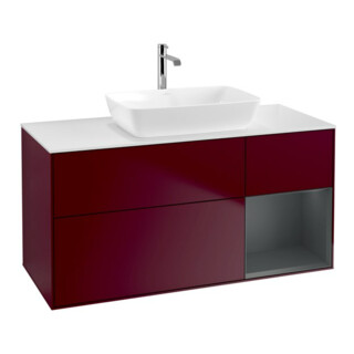 V&B Meuble sous-lavabo Finion 120 cm, blanc mat, avec tiroir médian laqué, poignée métallique