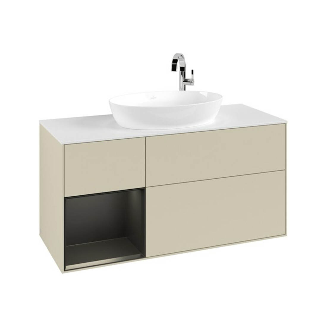V&B Meuble sous lavabo Finion 120 cm, blanc mat, bleu mat laqué, gris mat laqué