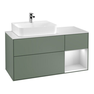 V&B Meuble sous lavabo Finion 120 cm, blanc mat, brillant laqué, huile mat laqué