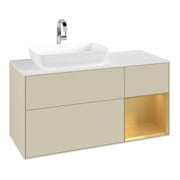 V&B Meuble sous lavabo Finion 120 cm, blanc mat, chêne doré mat laqué, gris mat laqué-3