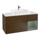 V&B Meuble sous lavabo Finion 120 cm, blanc mat, côté droit, huile avec laque, noyer veinée-1