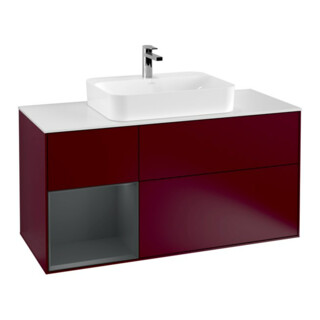 V&B Meuble sous lavabo Finion 120 cm, blanc mat, côté gauche, avec lac, Peo m