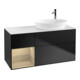 V&B Meuble sous lavabo Finion 120 cm, blanc mat, éclairage mural, réglette Oa ven, bleu mat Lac-1