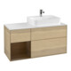 V&B Meuble sous lavabo Finion 120 cm, blanc mat, étagère gauche, éclairage mural