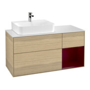 V&B Meuble sous lavabo Finion 120 cm, blanc mat, étagère gauche Peo, Oa ven