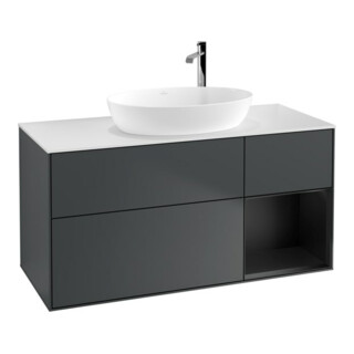 V&B Meuble sous lavabo Finion 120 cm, blanc mat, façade blanc mat laqué, avec blanc laqué