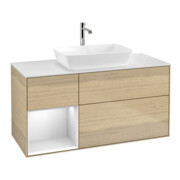 V&B Meuble sous lavabo Finion 120 cm, blanc mat, façade blanc mat laqué, poignée ven