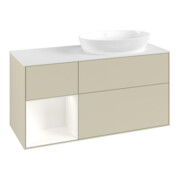 V&B Meuble sous lavabo Finion 120 cm, blanc mat, façade blanche laquée, poignée gris mat laqué-1