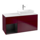 V&B Meuble sous lavabo Finion 120 cm, blanc mat, façade bleue mate laquée, poignée métal-1