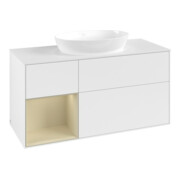 V&B Meuble sous lavabo Finion 120 cm, blanc mat, façade gris mat laqué, blanc mat laqué