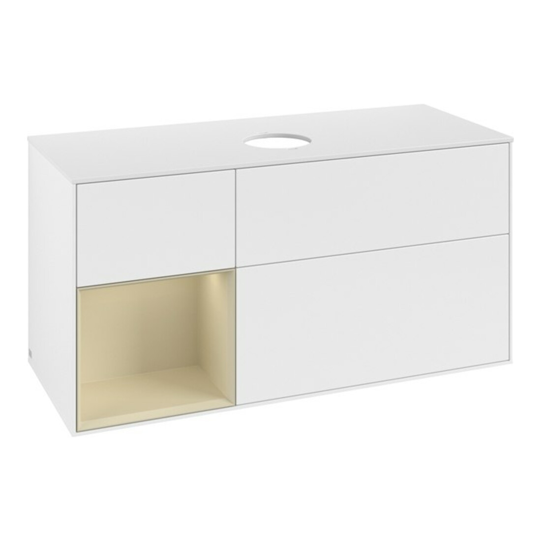 V&B Meuble sous lavabo Finion 120 cm, blanc mat, façade gris mat laqué, blanc mat laqué
