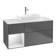 V&B Meuble sous lavabo Finion 120 cm, blanc mat, façade laquée, anthracite mat