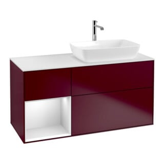 V&B Meuble sous-lavabo Finion 120 cm, blanc mat, façade laquée blanche mat, poignée m