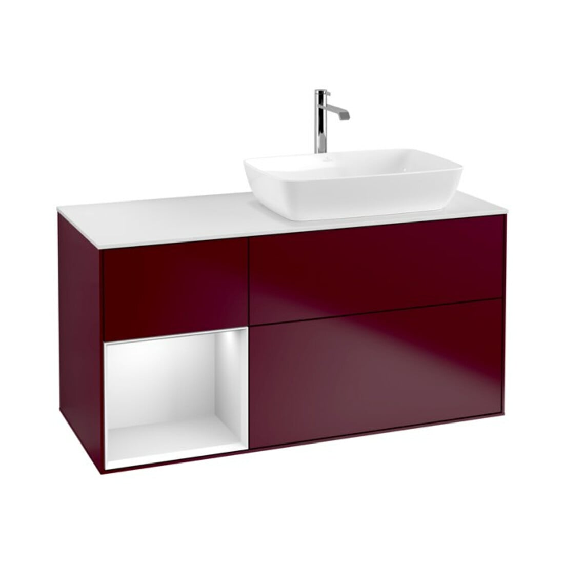 V&B Meuble sous-lavabo Finion 120 cm, blanc mat, façade laquée blanche mat, poignée m