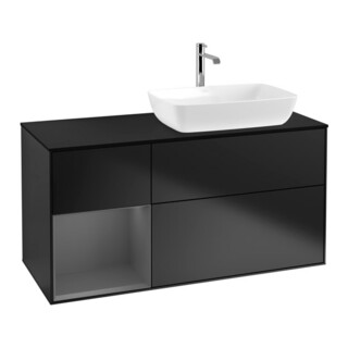 V&B Meuble sous lavabo Finion 120 cm, blanc mat, face A mat laqué, bleu mat laqué