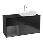 V&B Meuble sous lavabo Finion 120 cm, blanc mat, face A mat laqué, bleu mat laqué-1